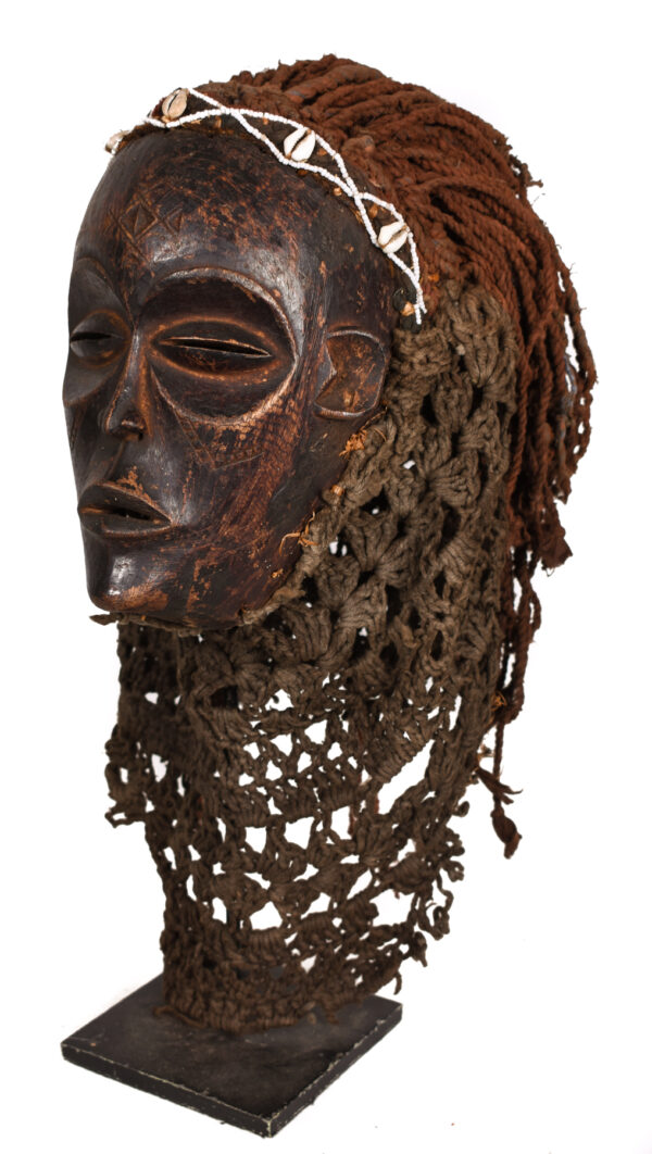 Mask - Beads, Cauris, Cloth, Wood - Mwana Pwo - Chokwe - DR Congo