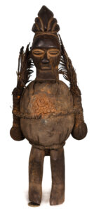 Powerful Matomba figure from the Teke tribe of DR Congo. The figures carved by Teke are characterized by slightly bent legs,