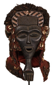 Lele Mask - Beads, Cauris, Plant fibre, Wood - KUBA - DR Congo
