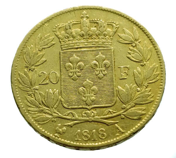 France 20 Francs 1818-A Louis XVIII - Gold Very Fine+