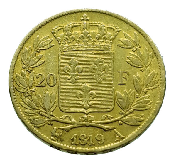 France 20 Francs 1819-A Louis XVIII - Gold Very Fine