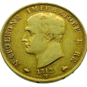 Italy 40 Lire 1812-M Napoleon - Gold Very Fine+