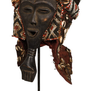 Lele Mask - Beads, Cauris, Plant fibre, Wood - KUBA - Congo