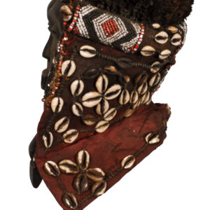 Lele Mask - Beads, Cauris, Plant fibre, Wood - KUBA - Congo