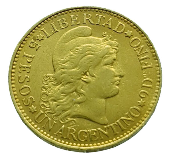 Argentina 5 Pesos 1888 Liberty Head - Gold Extremely Fine