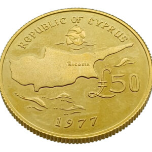 Cyprus 50 Pounds 1977 Archbishop Makarios - Gold Prooflike