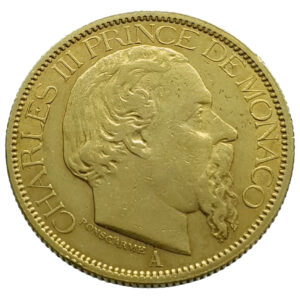 Monaco 100 Francs 1884 Charles III - Gold VF / Extremely Fine