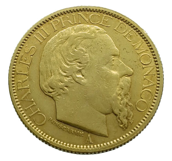 Monaco 100 Francs 1884 Charles III - Gold VF / Extremely Fine