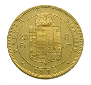 Hungary 20 Francs / 8 Forint 1875 Franz Joseph I - Gold Extremely Fine