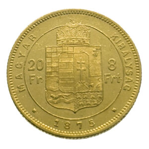 Hungary 20 Francs / 8 Forint 1875 Franz Joseph I - Gold Extremely Fine