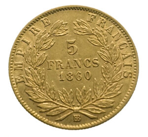 France 5 Francs 1865-BB Napoleon III - Gold Very Fine+