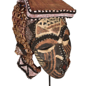 Mask - Beads, Cauris, Plant fibre, Wood - Ngaady A Waash Bushoong - Kuba - Congo