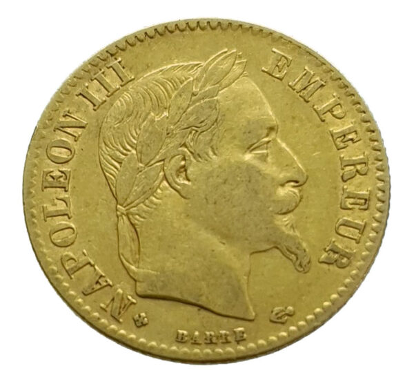 France 10 Francs 1867-BB Napoleon III - Gold Very Fine+