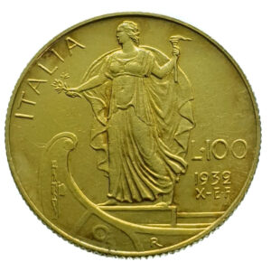 Italy 100 Lire 1932 Vittorio Emanuele II - Gold - Rare Extremely Fine