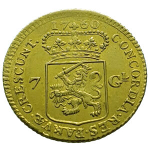 Holland 7 Gulden 1760 1/2 Gouden Rijder - Gold VF / Extremely Fine