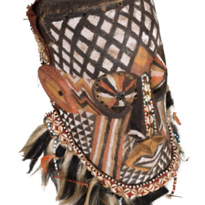 Mask - Beads, Cauris, Wood, Textile, Bell - Kuba - Congo