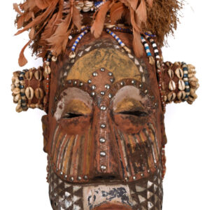 Helmet Mask - Beads, Cauris, Feathers, Raphia, Wood - Kuba - Congo