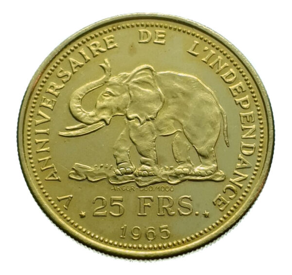 Congo 25 Francs 1965 5th Anniversary of independence - Gold