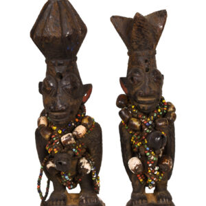 Ibeji Twins - Cauris, Glass beads, Wood - Yoruba - Nigeria