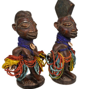 Ibeji Twins - Cauris, Glass beads, Wood - Yoruba - Nigeria