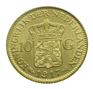 Nederland 10 Gulden 1917 Wilhelmina - Gold EF / FDC