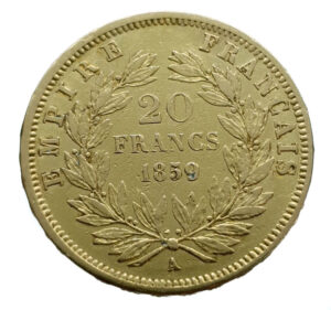France 20 Francs 1859-A Napoleon III - Gold Very Fine+