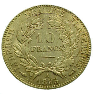 France 10 Francs 1895-A Ceres - Gold Extremely Fine