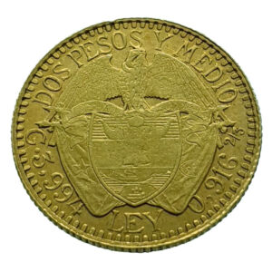 Colombia 2.5 Peso 1913 Gold Extremely Fine