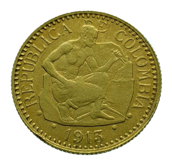 Colombia 2.5 Peso 1913 Gold Extremely Fine