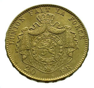 Belgium 20 Francs 1878 Leopold II - Gold EF / FDC