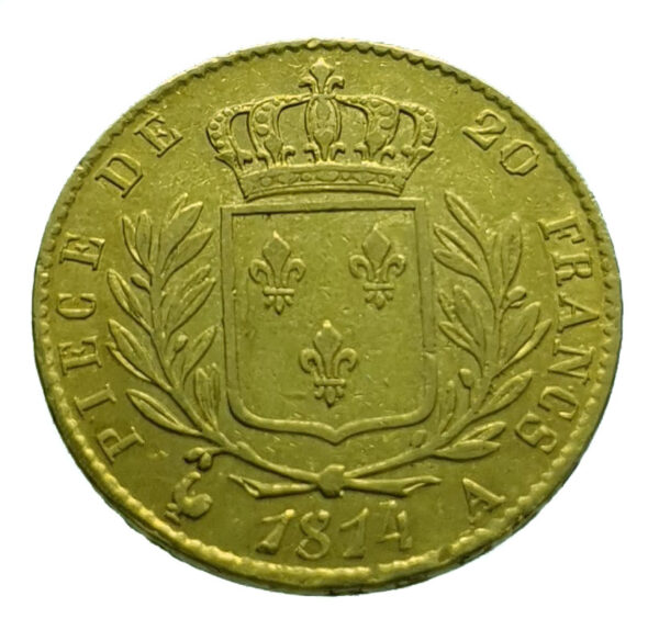 France 20 Francs 1814-A Louis XVIII - Gold Extremely Fine