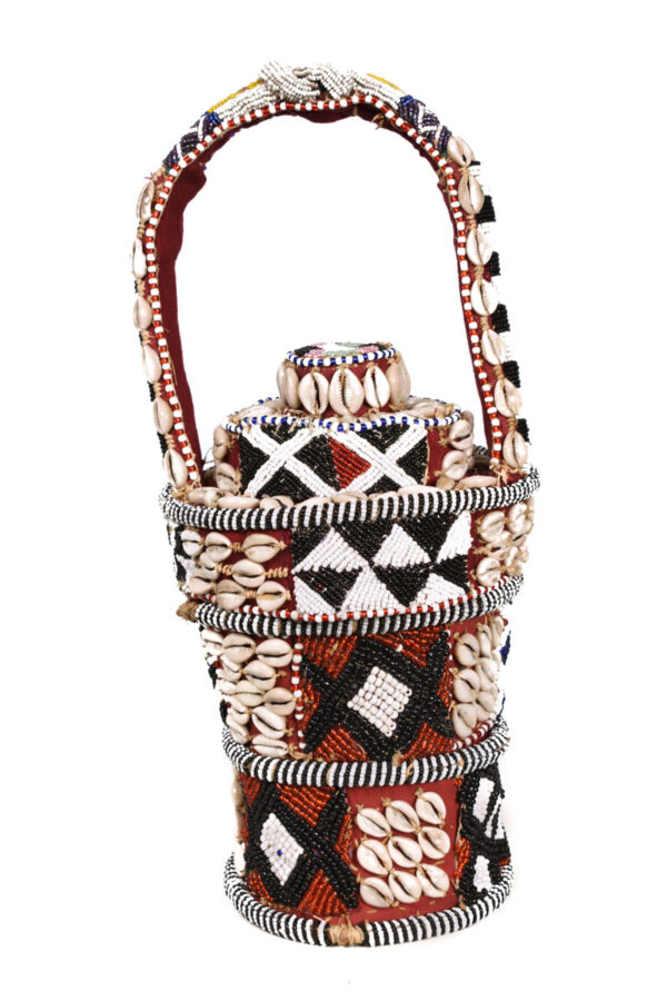 Wisdom basket - Cauris, beads, Textile - Kuba - DR Congo