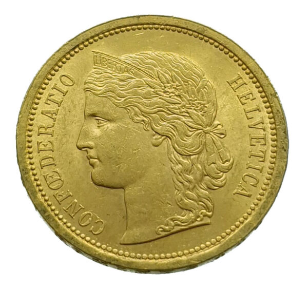 Switzerland 20 Francs 1886 Helvetica - Gold UNC (Uncirculated)