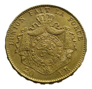 Belgium 20 Francs 1882 Leopold II - Gold EF / FDC