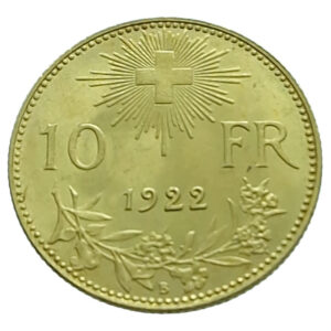 Switzerland 10 Francs 1922 Helvetia - Gold UNC (Uncirculated)