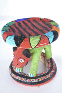 Beaded Queen Stool - Beads, Wood - Bamileke - Cameroon