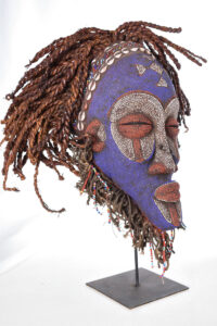 Mask - Wood, Beads, Cauris, Rope - Chokwe - Congo