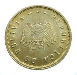 Bolivia 14 Gramos 1952 Revolution - Gold EF / FDC
