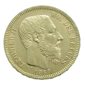 België 20 Francs 1869 Leopold II - Gold EF / FDC