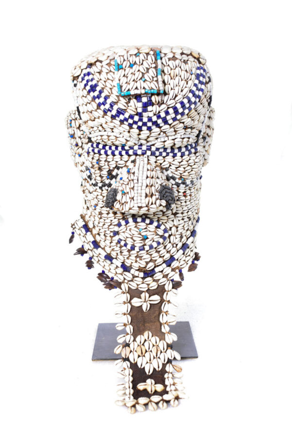 Royal Mask - Beads, Cauri, Wood - Bwoom - Kuba - DR Congo