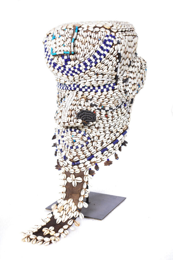 Royal Mask - Beads, Cauri, Wood - Bwoom - Kuba - DR Congo