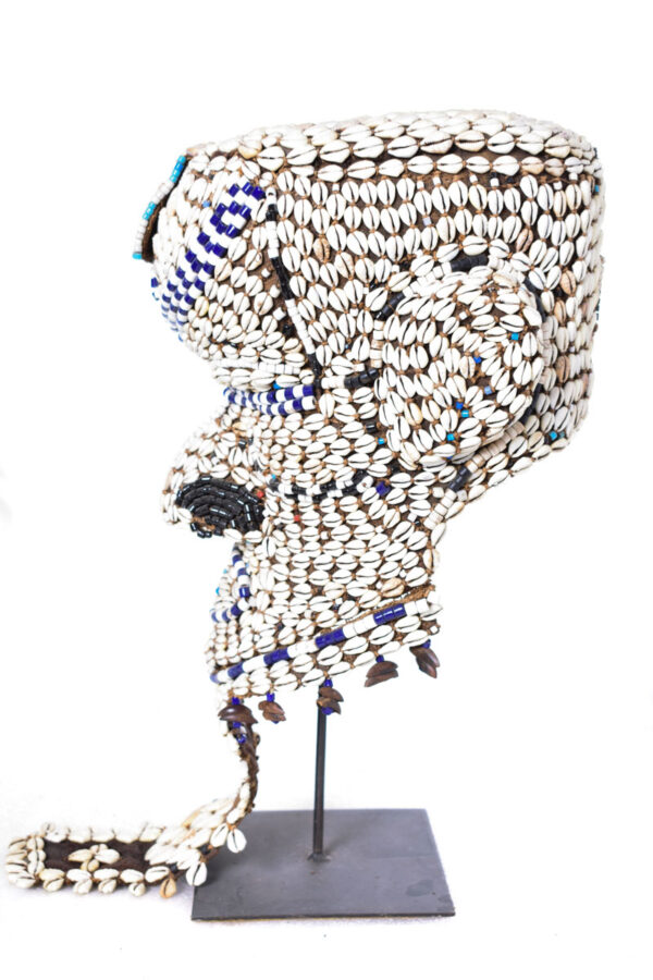 Royal Mask - Beads, Cauri, Wood - Bwoom - Kuba - DR Congo
