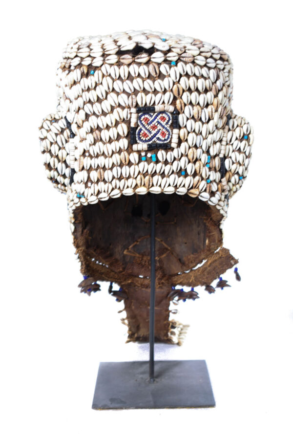 Royal Mask - Beads, Cauri, Wood - Bwoom - Kuba - DR Congo