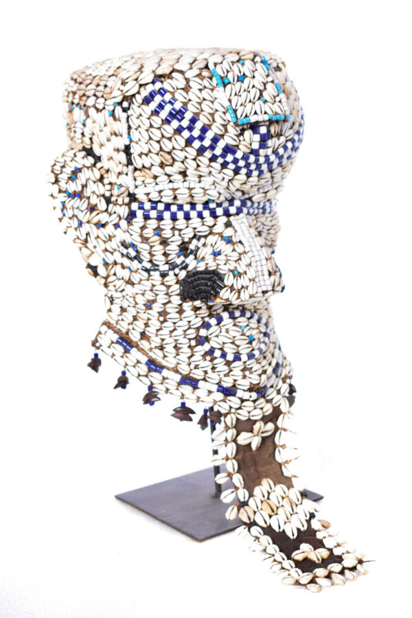 Royal Mask - Beads, Cauri, Wood - Bwoom - Kuba - DR Congo