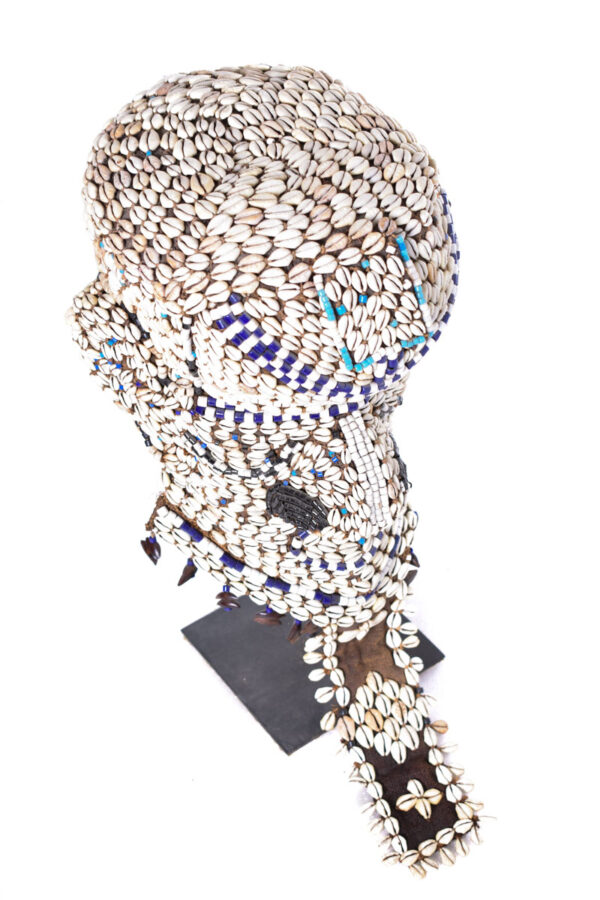 Royal Mask - Beads, Cauri, Wood - Bwoom - Kuba - DR Congo