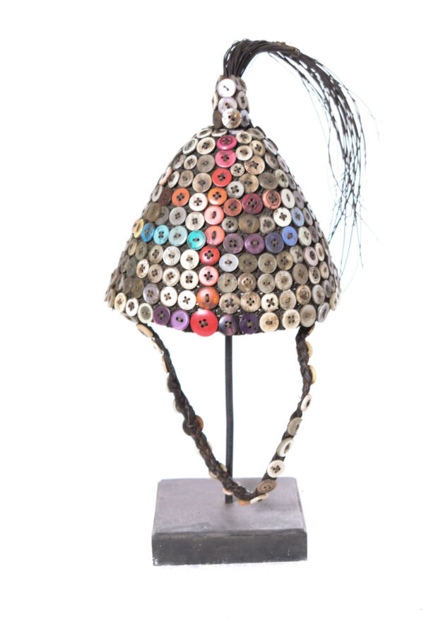 Headdress - Plant fibre, Buttons - Lega - Congo