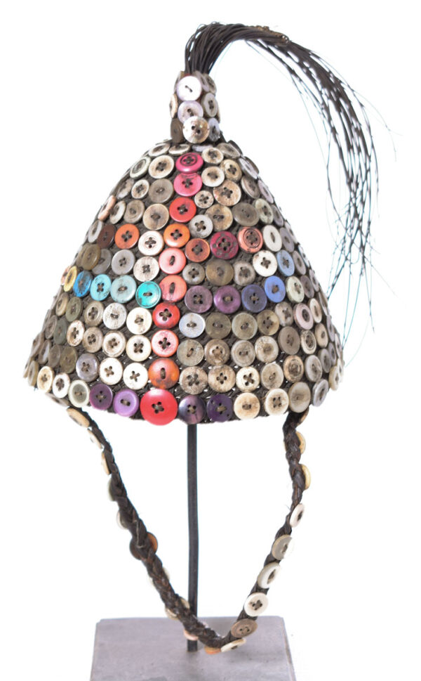 Headdress - Plant fibre, Buttons - Lega - Congo