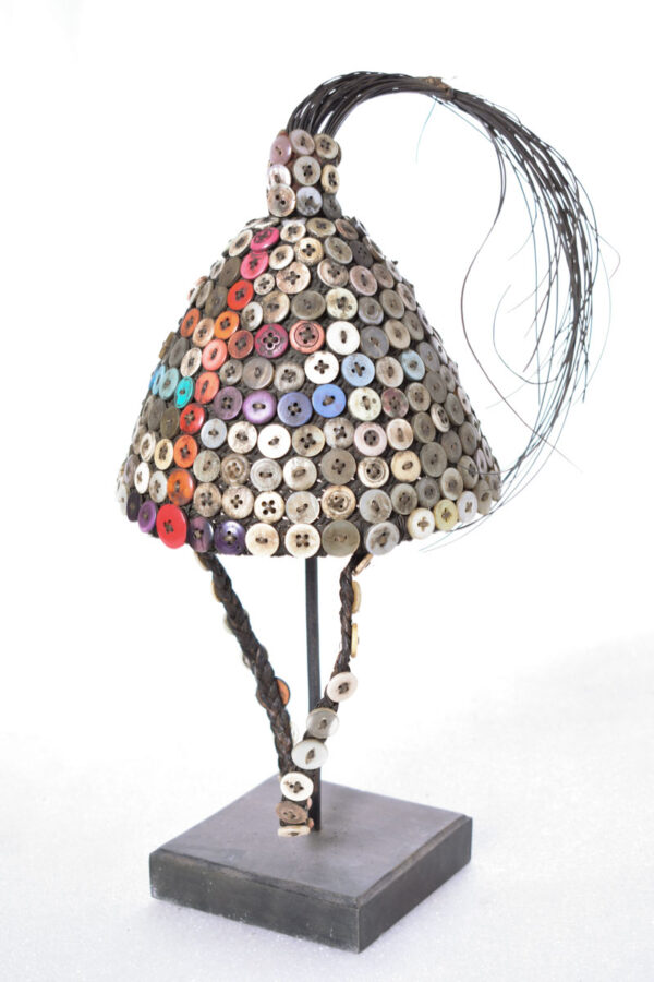 Headdress - Plant fibre, Buttons - Lega - Congo