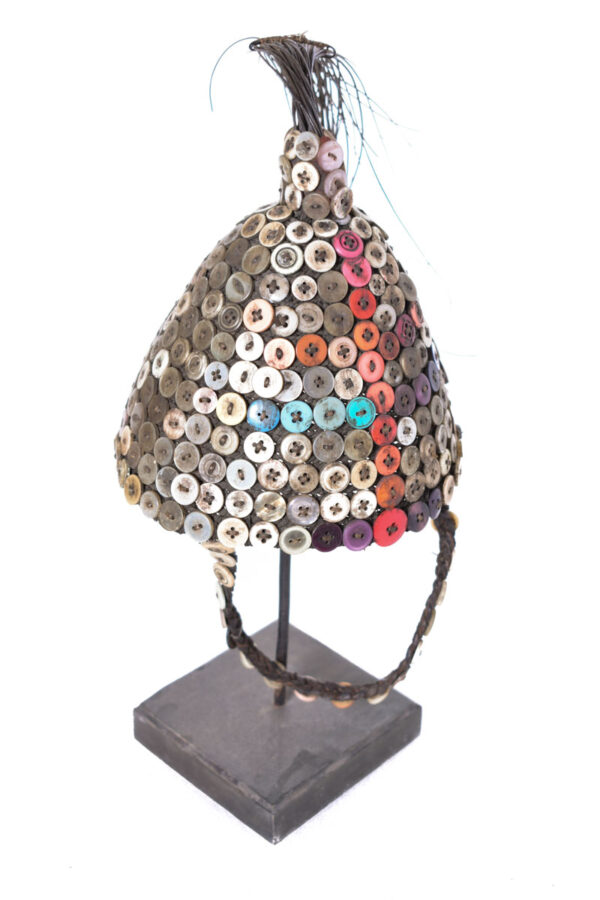 Headdress - Plant fibre, Buttons - Lega - Congo