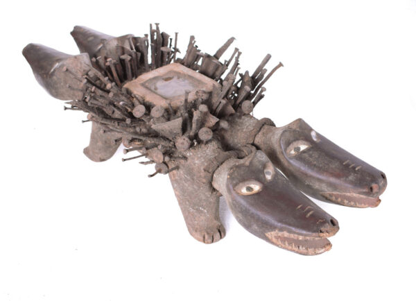 Nkisi Kozo - Glass, Nail, Wood - Bakongo - Congo